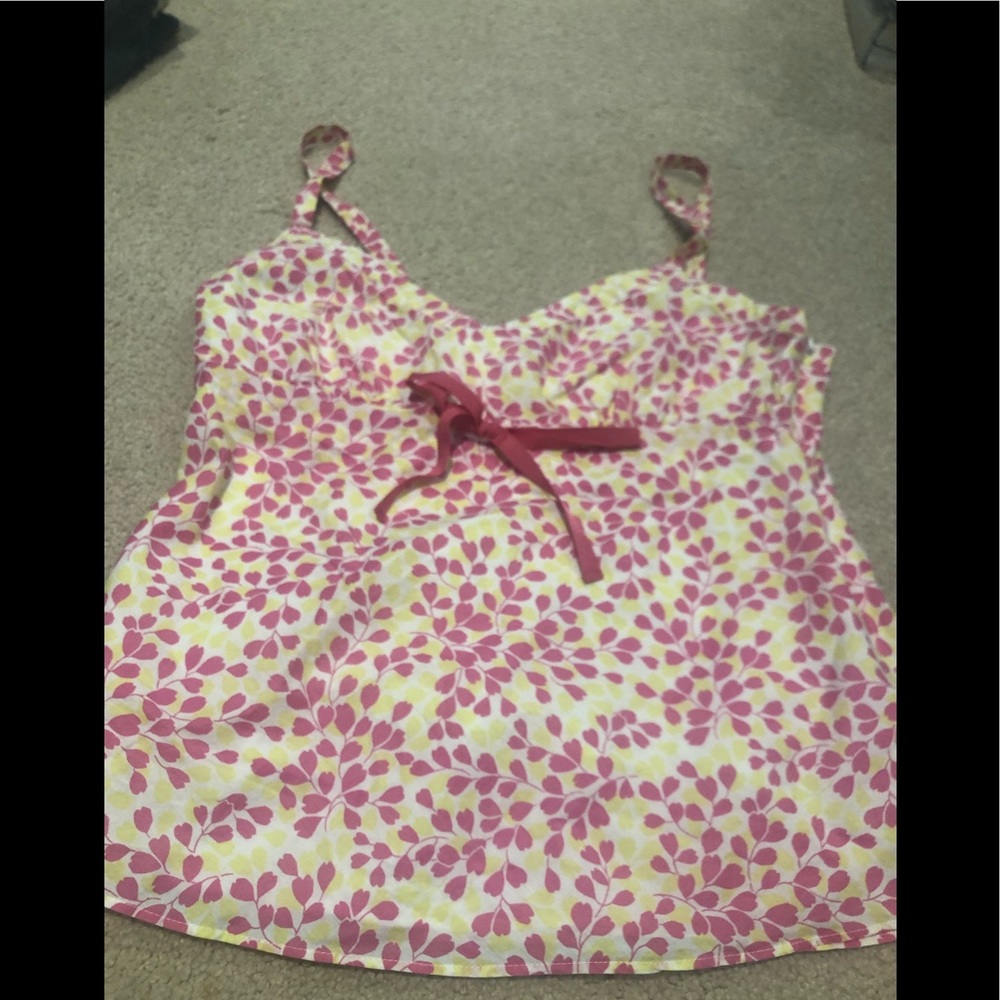 J Crew Pink and Yellow Tank pink bow
